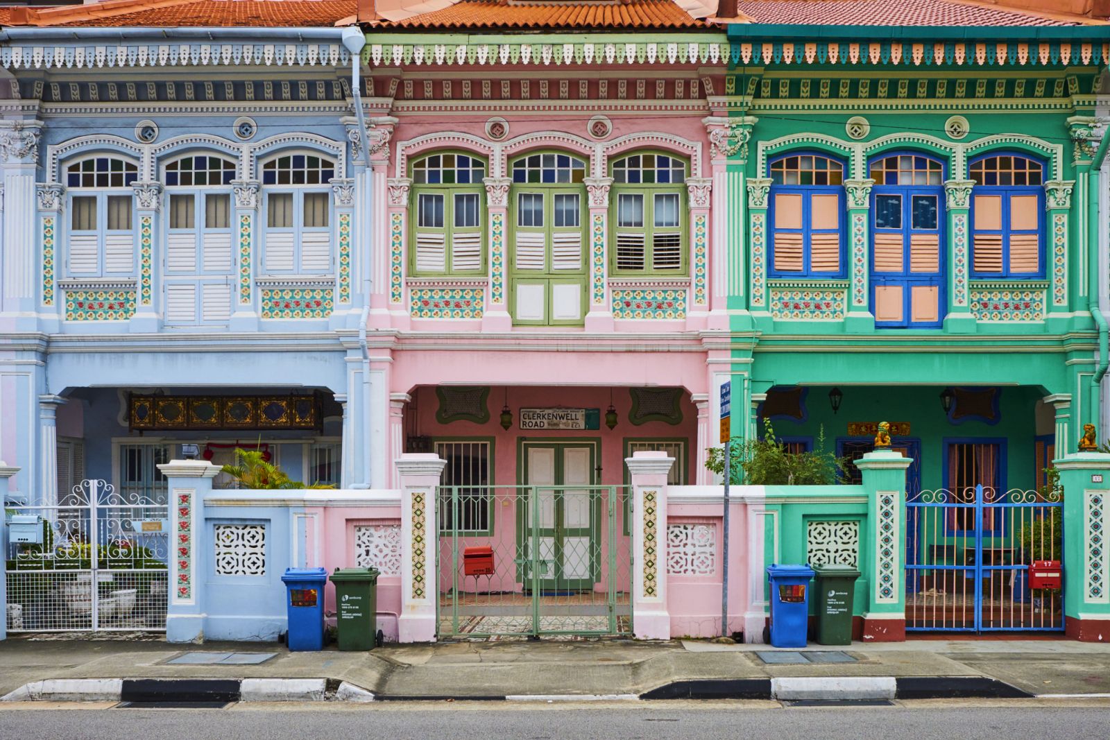Singapore, Peranakan houses in Euros District at the east of the city