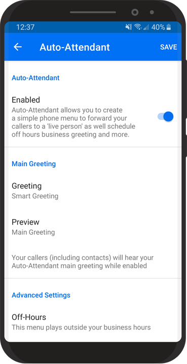Premium phone service screen