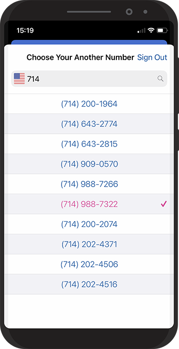 Choose your number screen