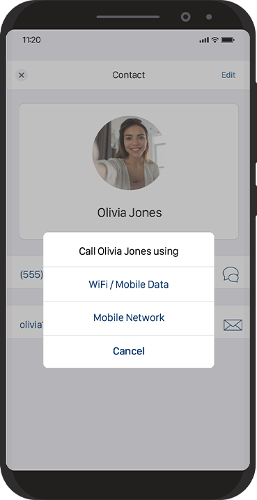 Calls and texts screen